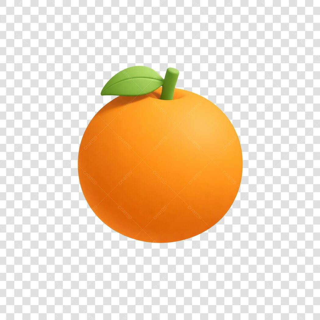 Elemento 3D Laranja Fruta Cítrica PNG Fundo Transparente