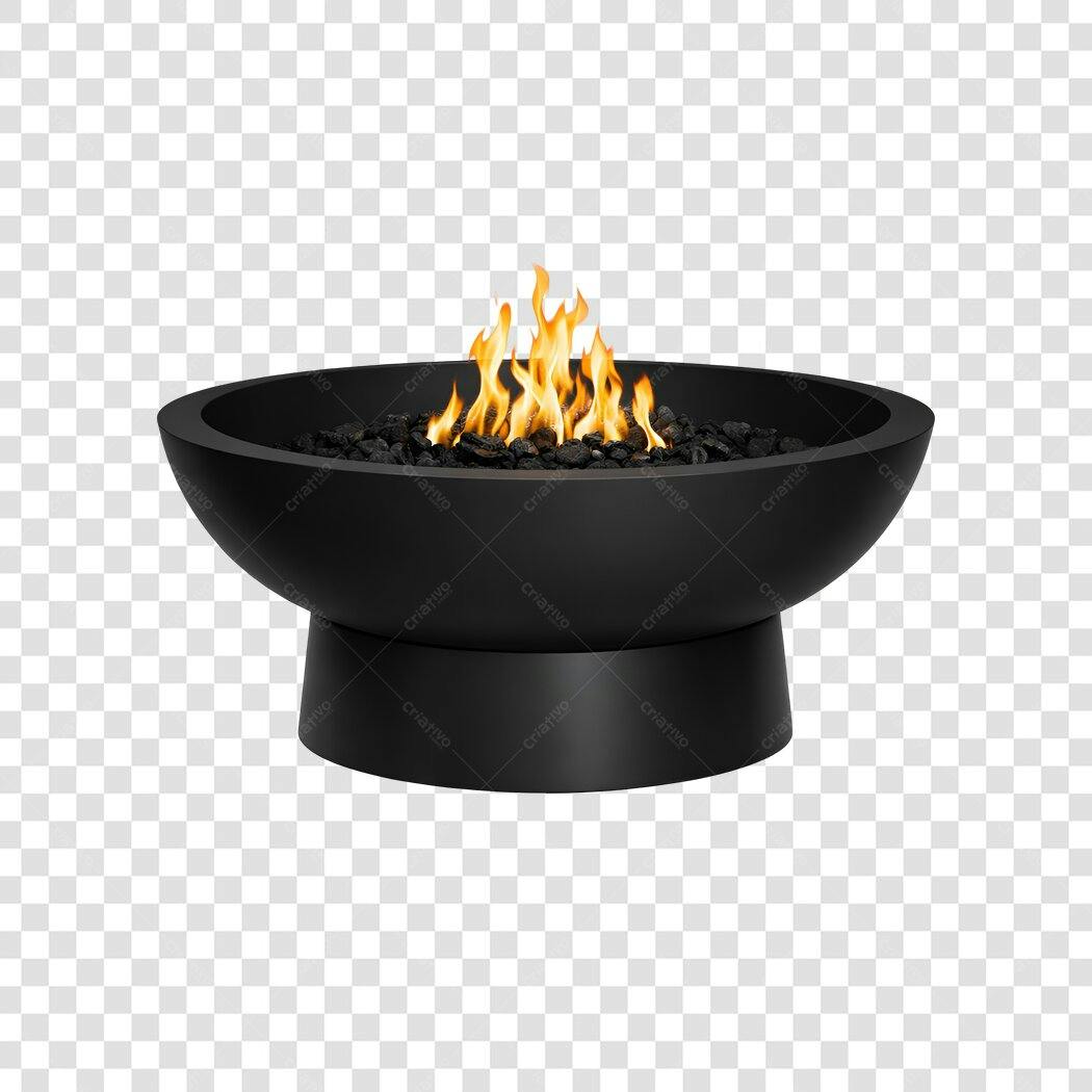 Elemento 3D Lareira Externa Fogueira PNG Fundo Transparente