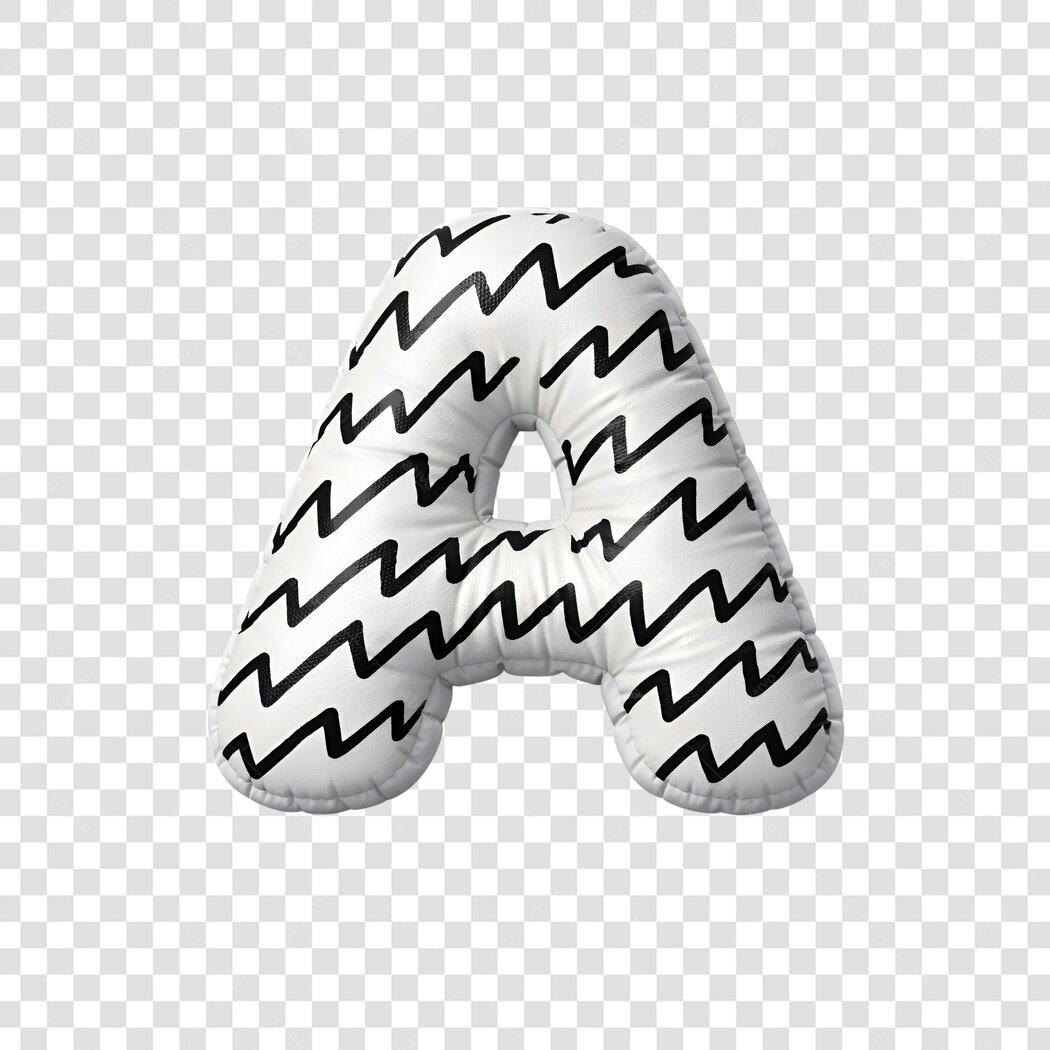 Elemento 3D Letra A Almofada Padrão Zig Zag PNG Fundo Transparente