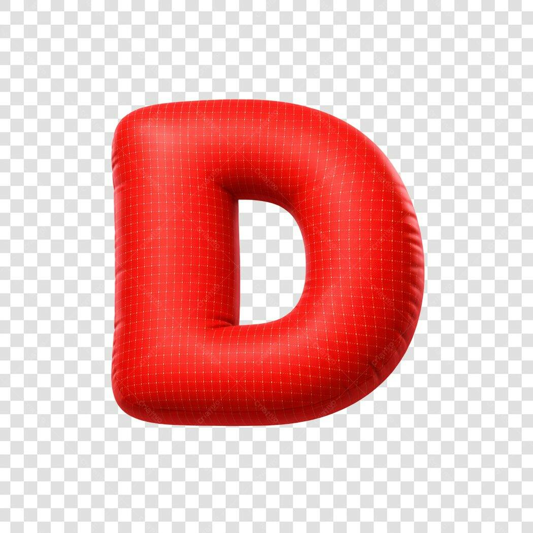 Elemento 3D Letra D Vermelha Inflável PNG Fundo Transparente