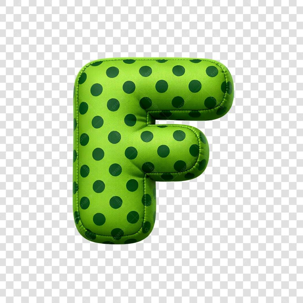 Elemento 3D Letra F Verde Bolinhas PNG Fundo Transparente