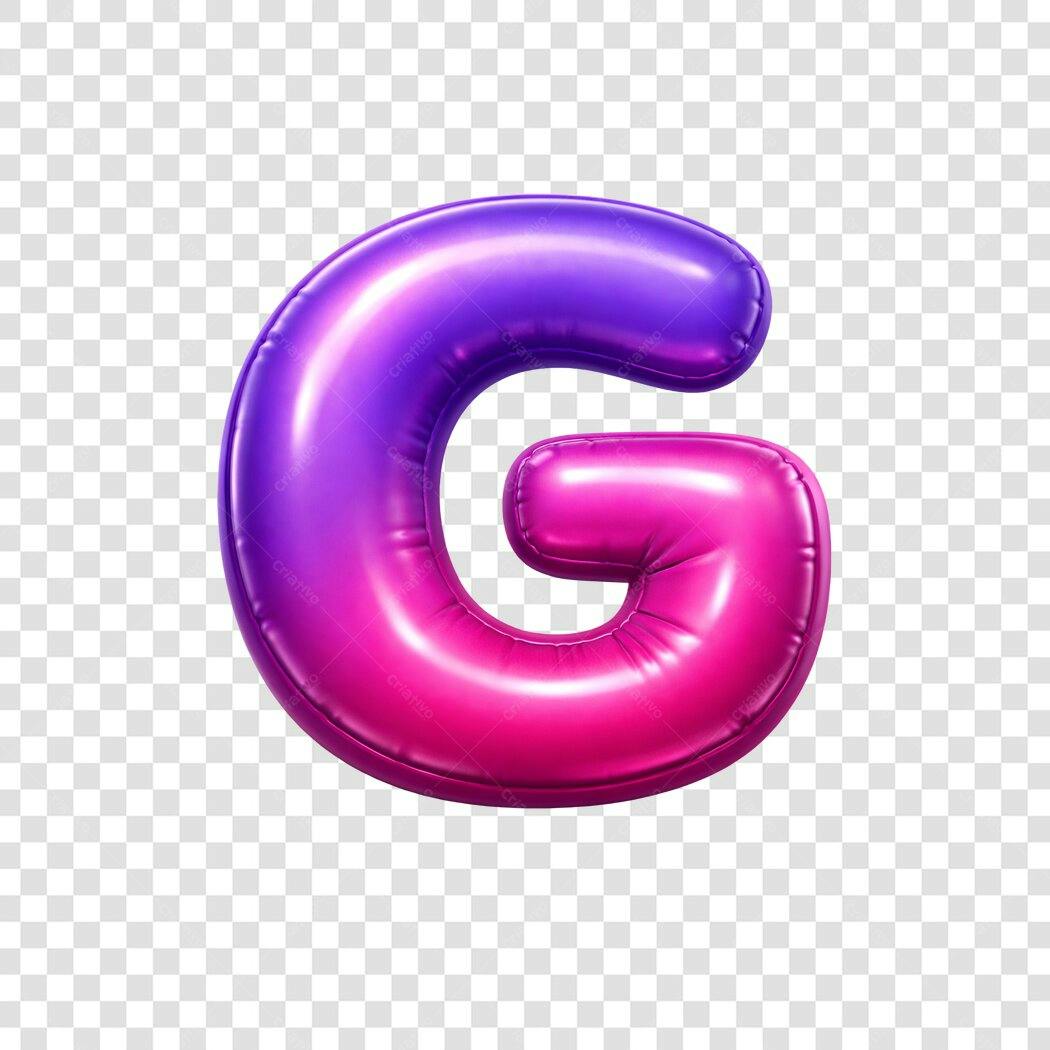 Elemento 3D Letra G Balão Roxo Rosa PNG Fundo Transparente