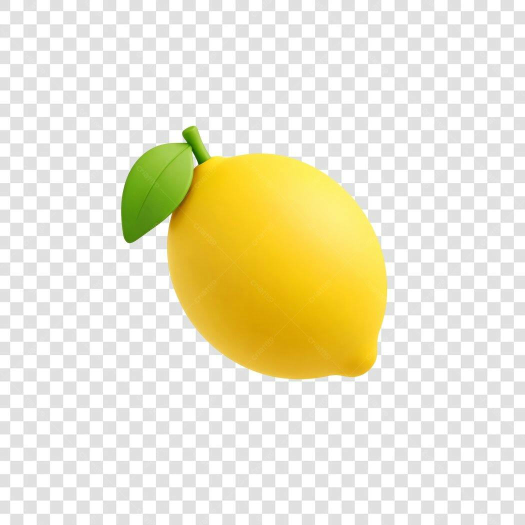 Elemento 3D Limão Fruta Amarela PNG Fundo Transparente