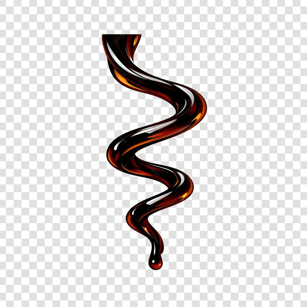 Elemento 3D Líquido Marrom Escuro Espiral PNG Fundo Transparente