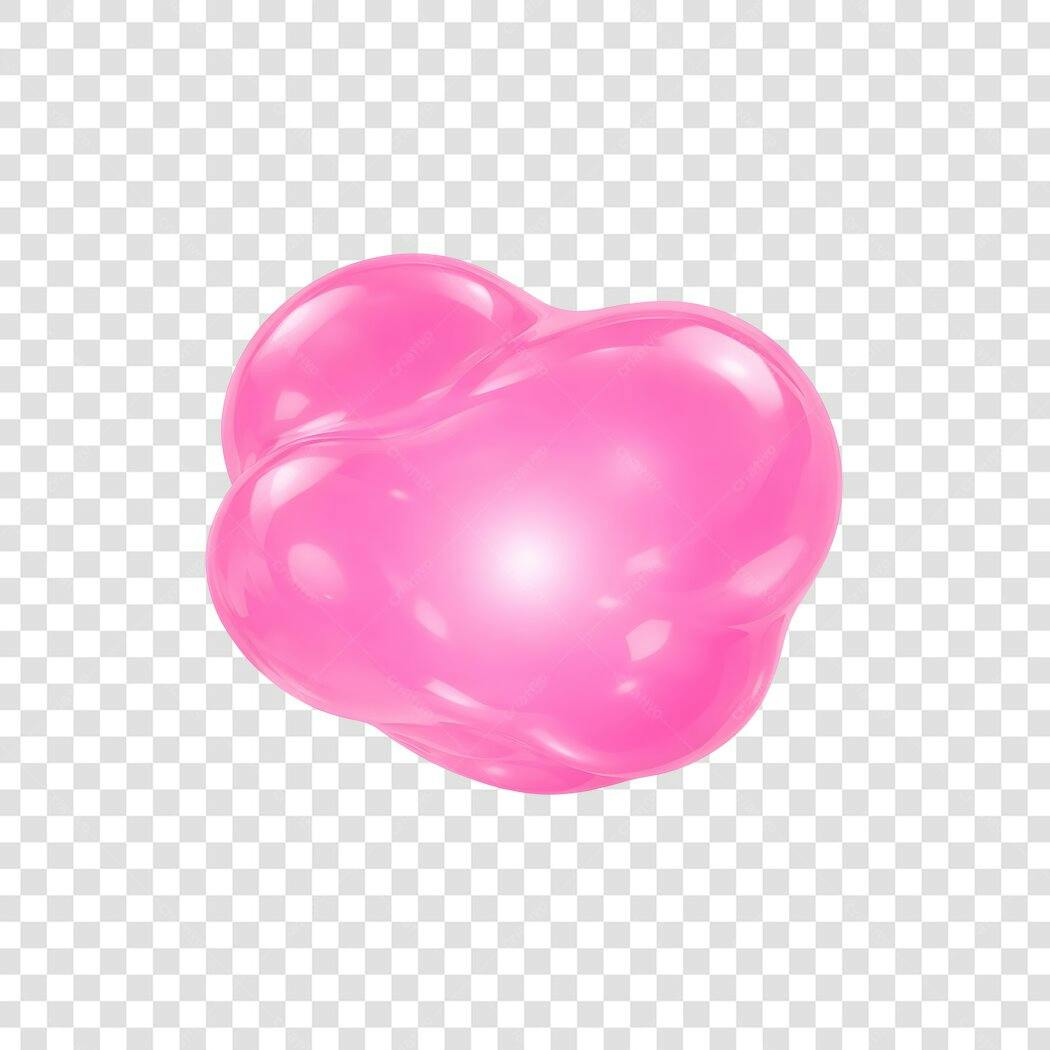 Elemento 3D Líquido Rosa Brilhante PNG Fundo Transparente