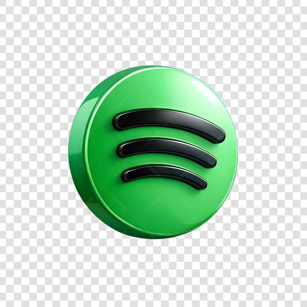 Elemento 3D Logo Spotify Verde PNG Fundo Transparente