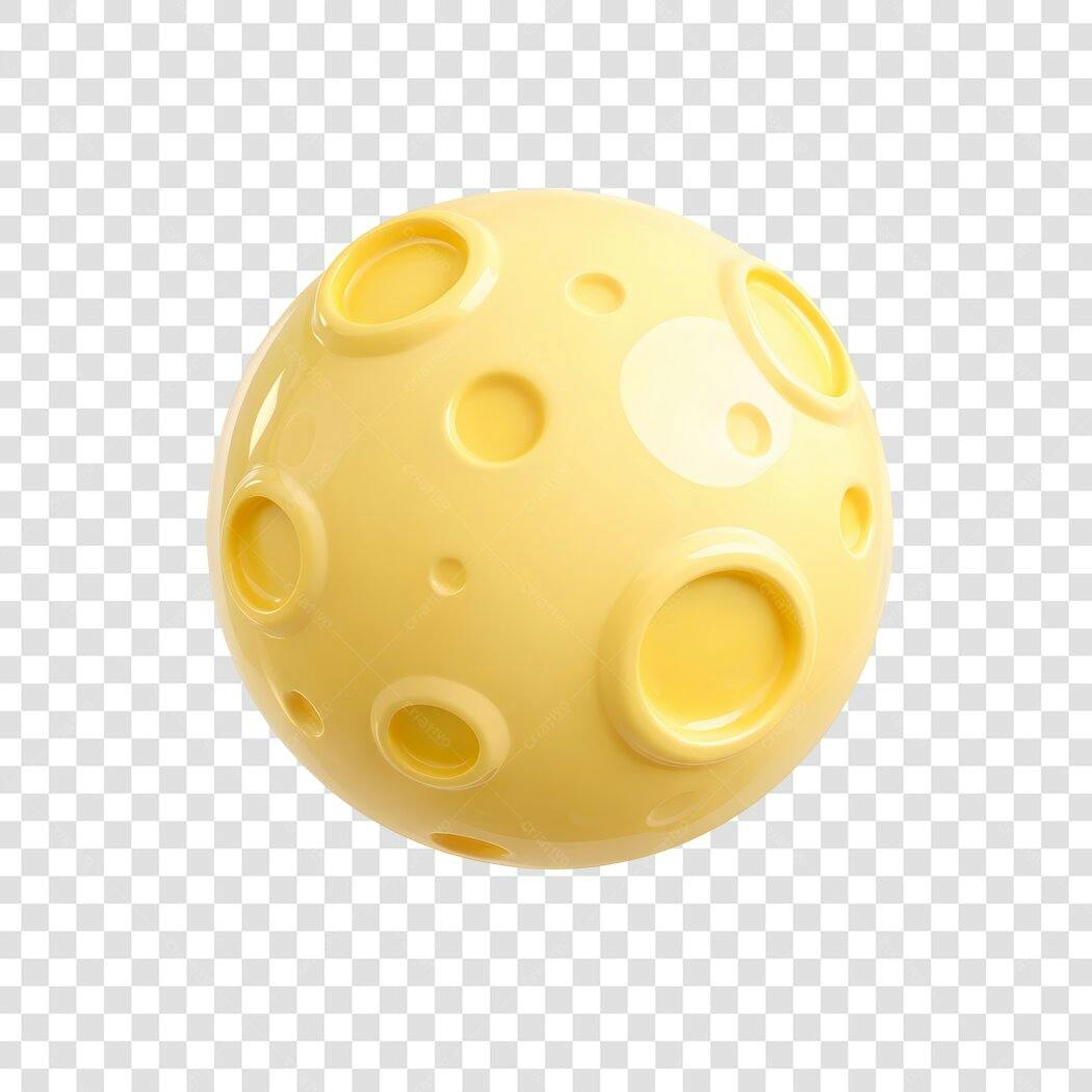 Elemento 3D Lua Amarela Espaço PNG Fundo Transparente