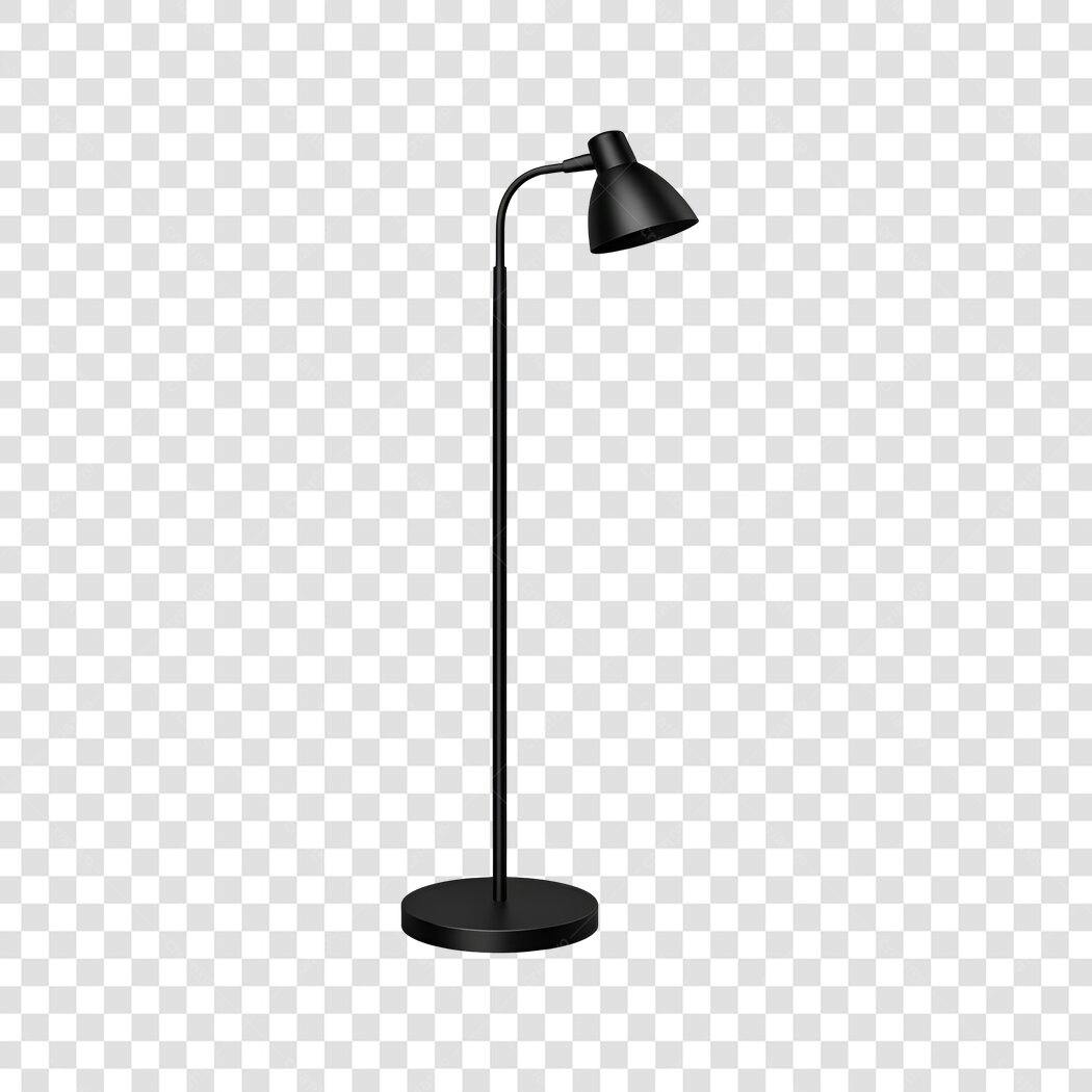 Elemento 3D Luminária de Chão Preta Moderna PNG Fundo Transparente