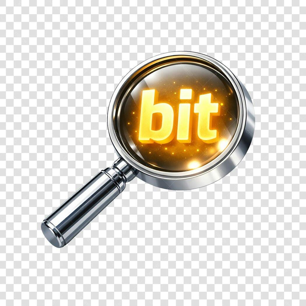 Elemento 3D Lupa Tecnologia Informação Bit PNG Fundo Transparente