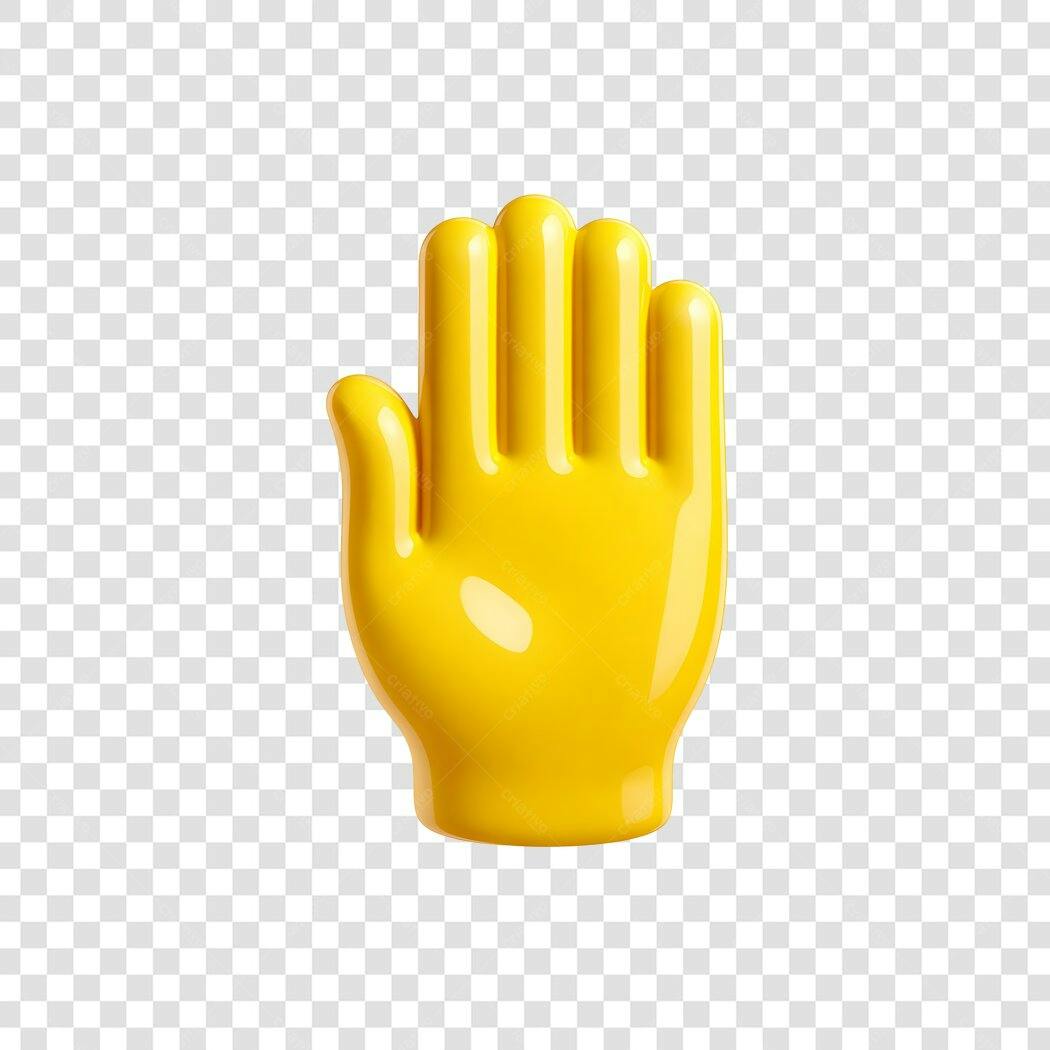 Elemento 3D Mão Amarela Sinal Pare PNG Fundo Transparente
