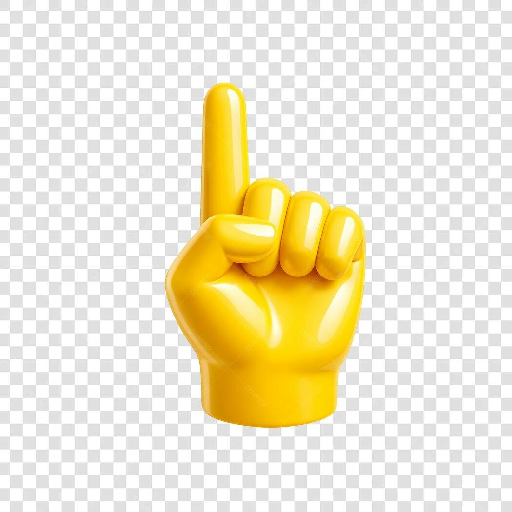 Elemento 3D Mão Dedo Apontando Amarelo PNG Fundo Transparente