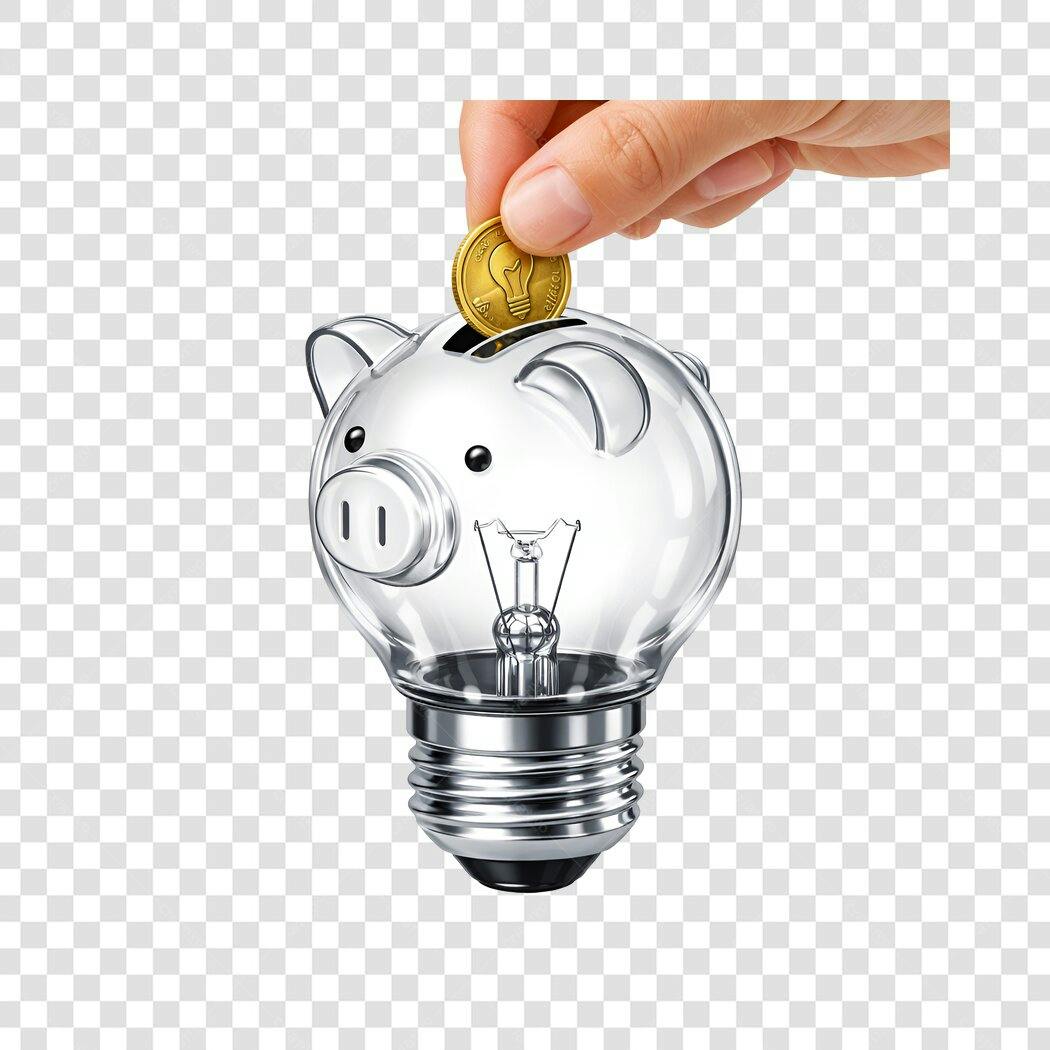 Elemento 3D Mão Moeda Lâmpada Porquinho Economia PNG Fundo Transparente