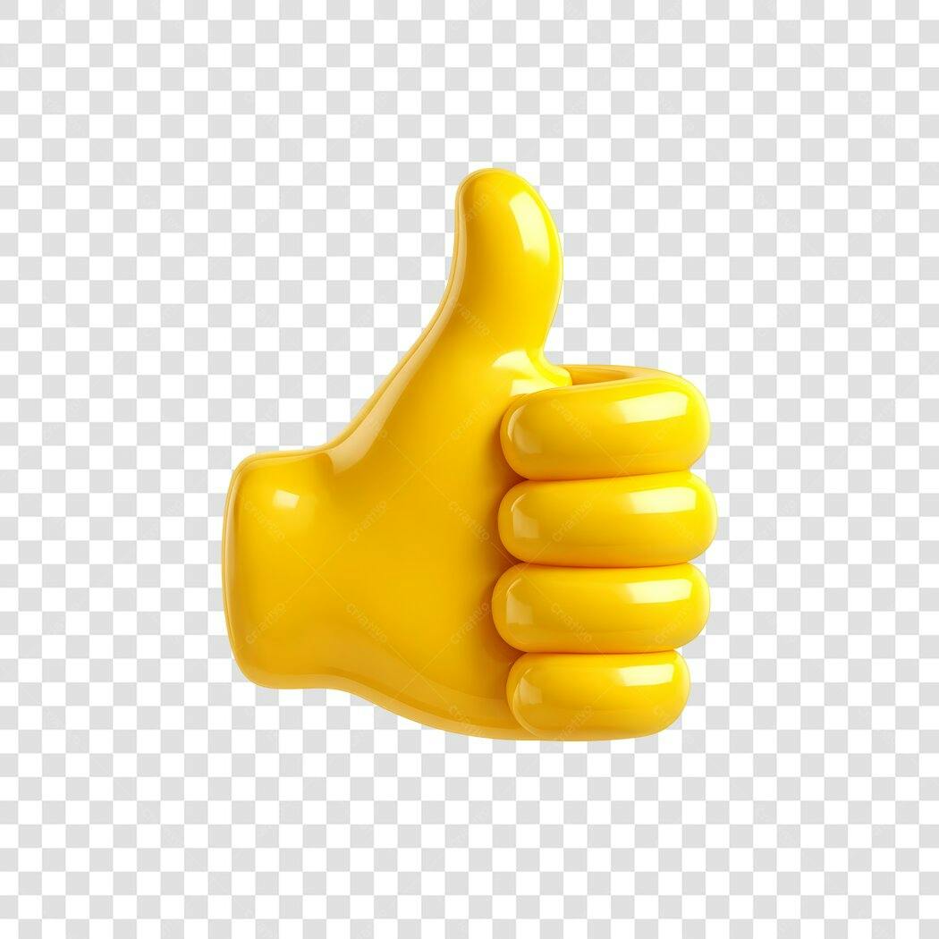 Elemento 3D Mão Polegar Para Cima Amarelo PNG Fundo Transparente