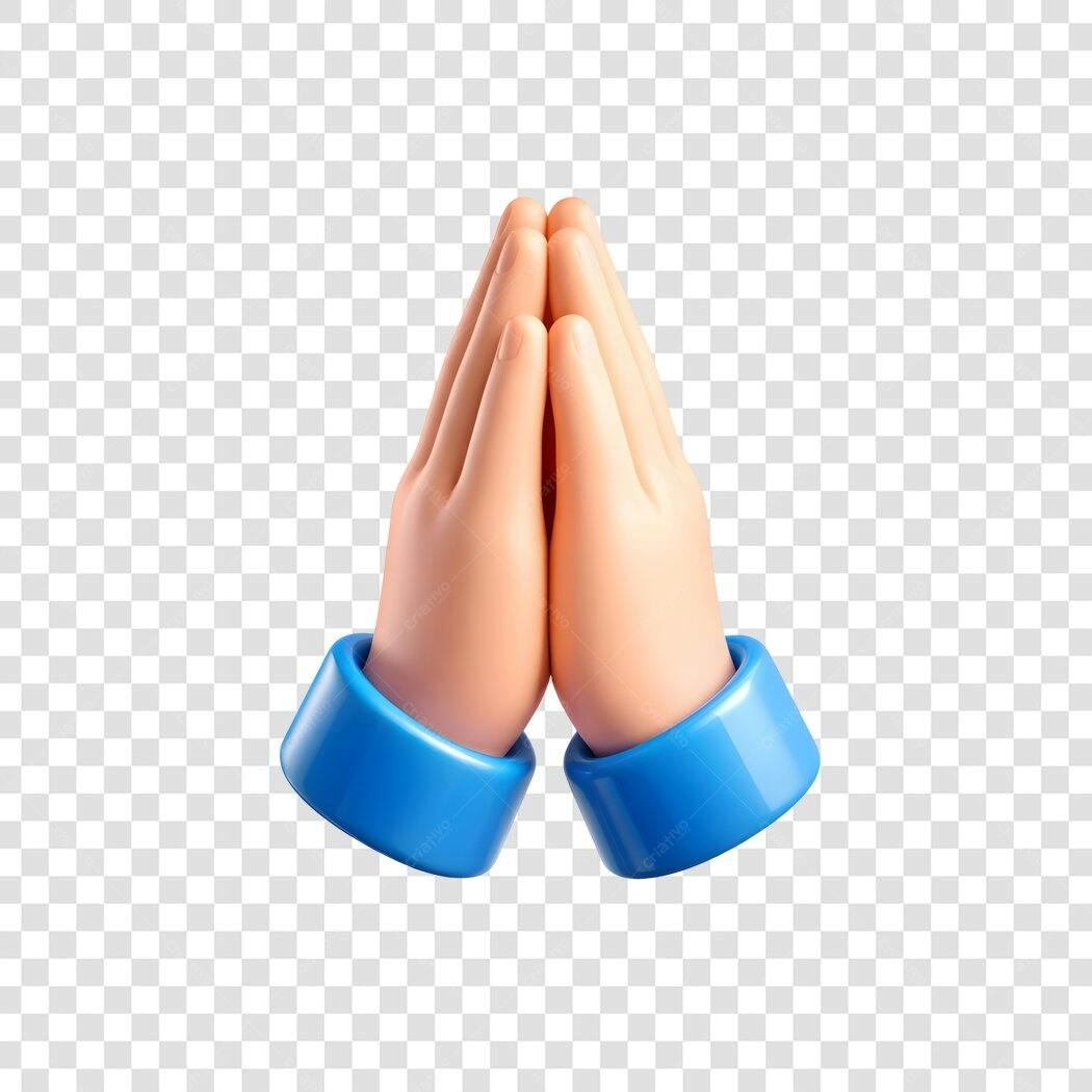 Elemento 3D Mãos em Oração Religioso PNG Fundo Transparente