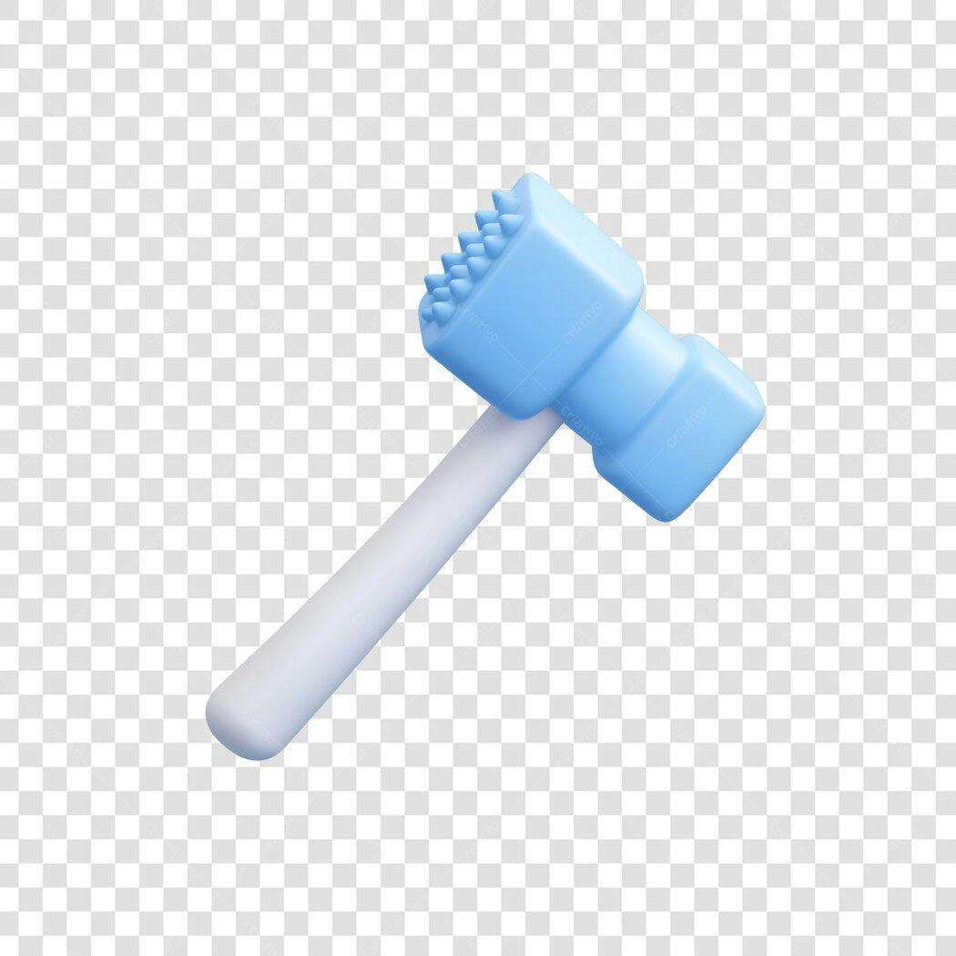 Elemento 3D Martelo de Carne Azul Utensílio Cozinha PNG Fundo Transparente