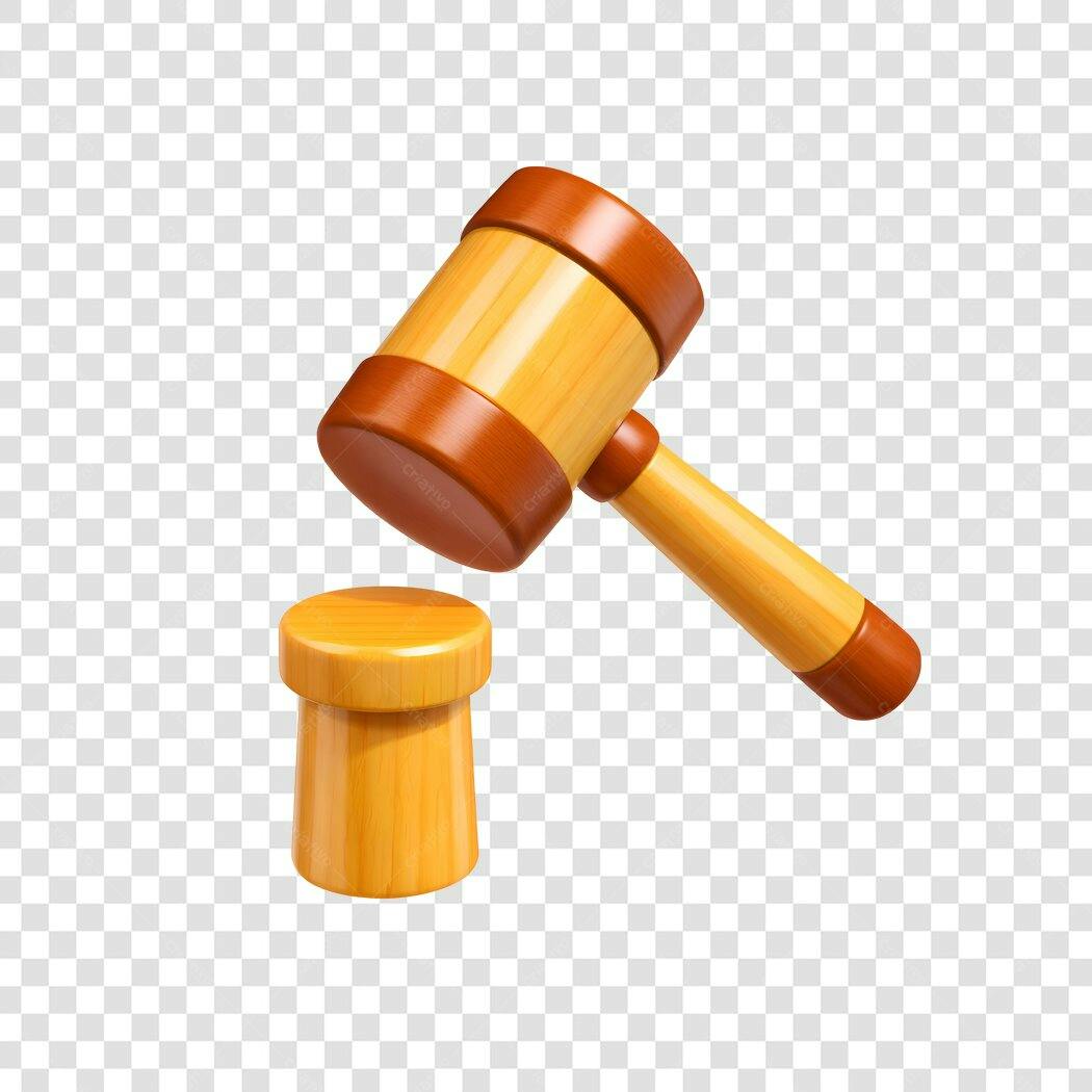 Elemento 3D Martelo Juiz Leilão PNG Fundo Transparente