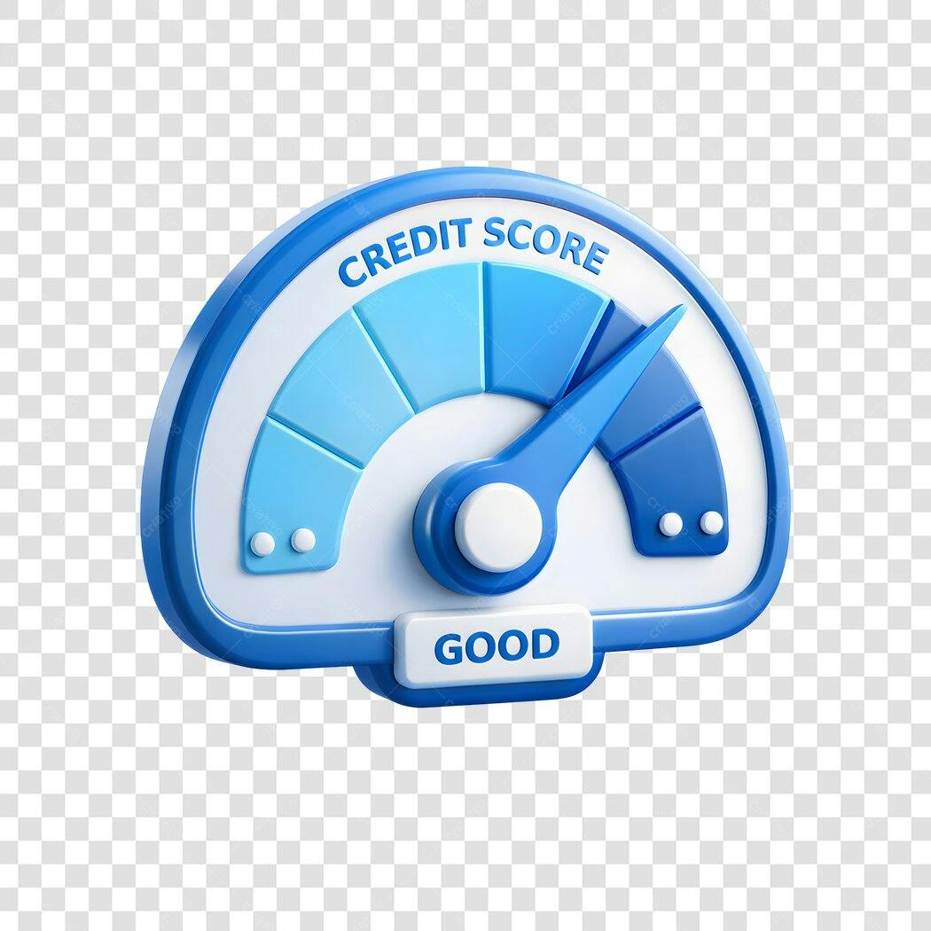 Elemento 3D Medidor Credit Score Bom PNG Fundo Transparente