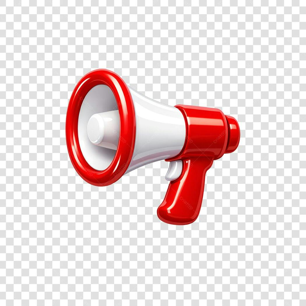 Elemento 3D Megafone Vermelho Anúncio PNG Fundo Transparente