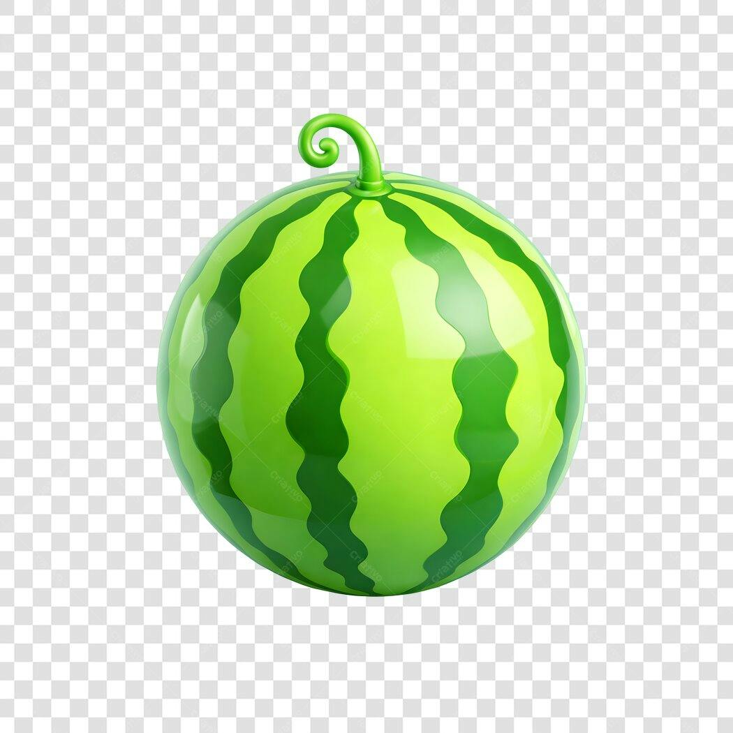 Elemento 3D Melancia Fruta Verão PNG Fundo Transparente