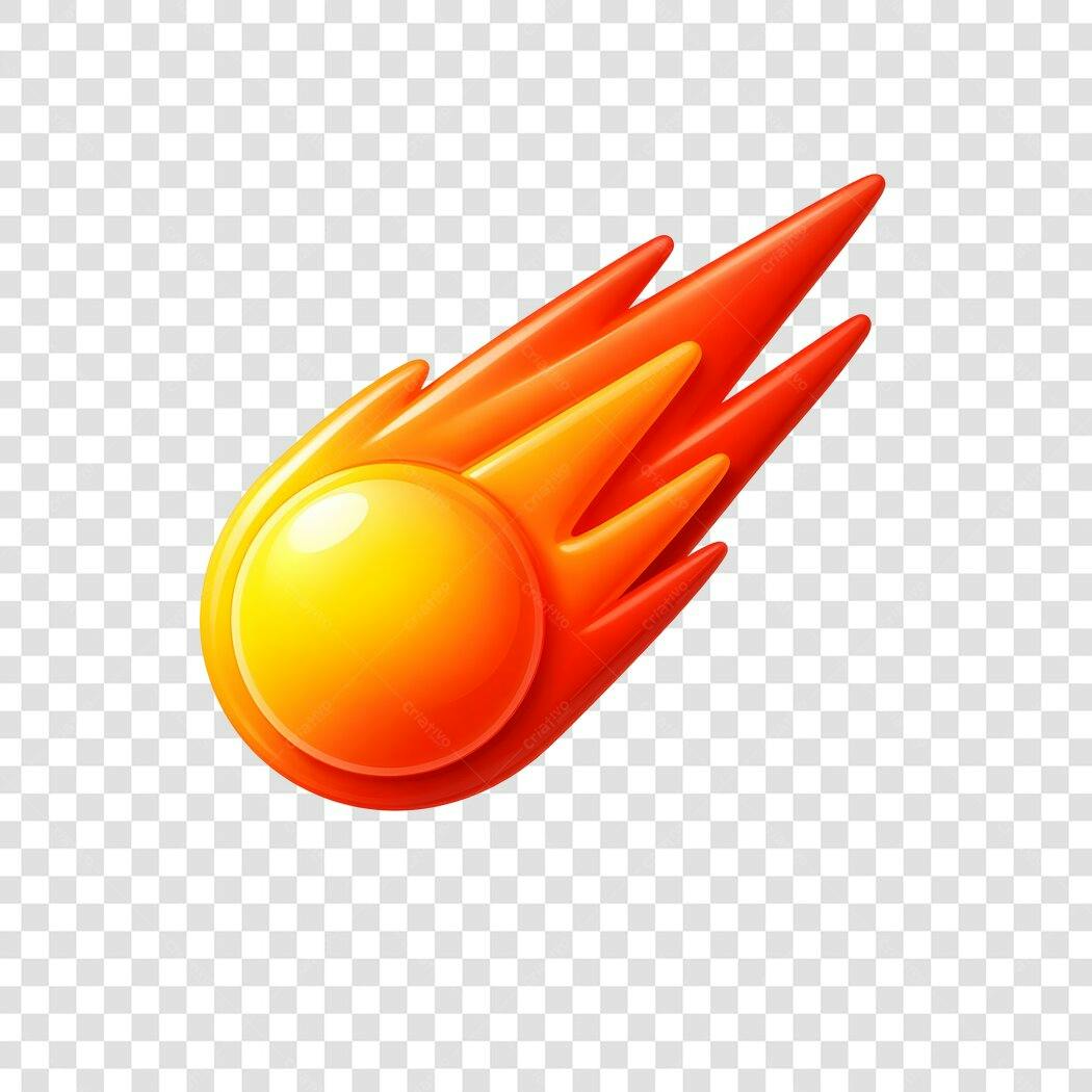 Elemento 3D Meteoro Fogo Laranja Vermelho PNG Fundo Transparente