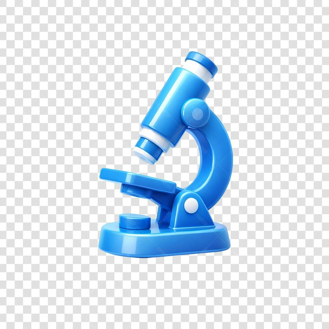 Elemento 3D Microscópio Azul Ciência PNG Fundo Transparente