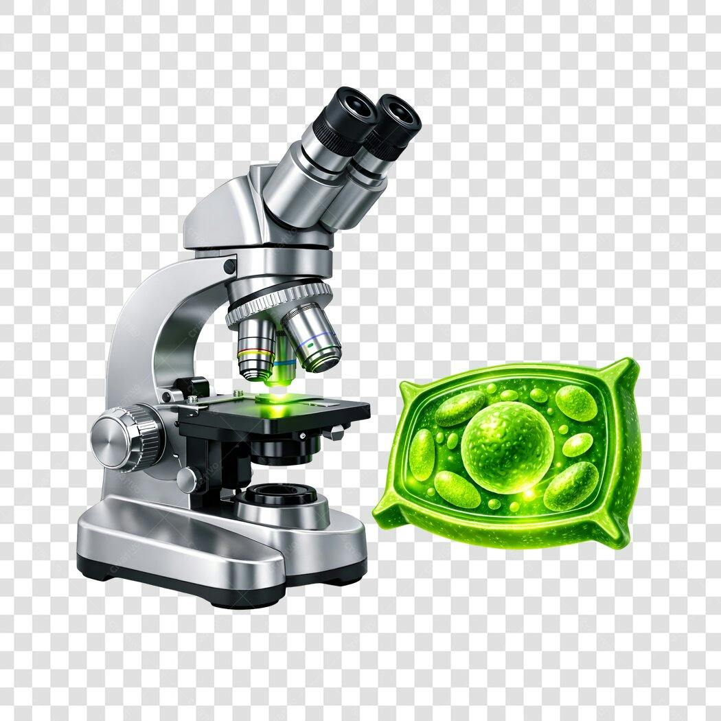 Elemento 3D Microscópio Célula Verde Biologia PNG Fundo Transparente