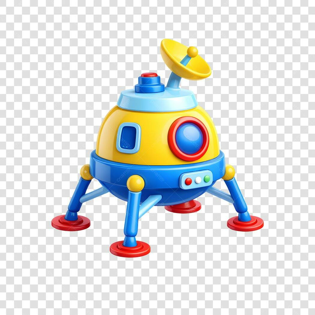 Elemento 3D Nave Espacial Brinquedo Infantil PNG Fundo Transparente