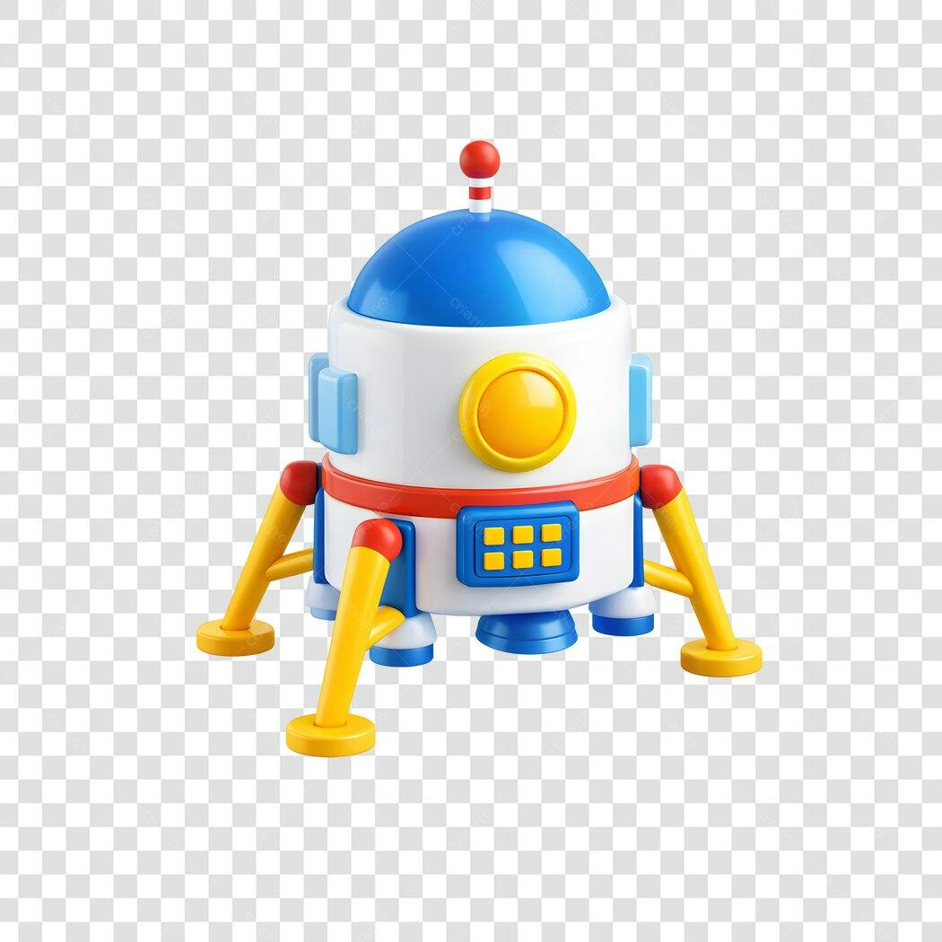 Elemento 3D Nave Espacial Foguete Brinquedo PNG Fundo Transparente