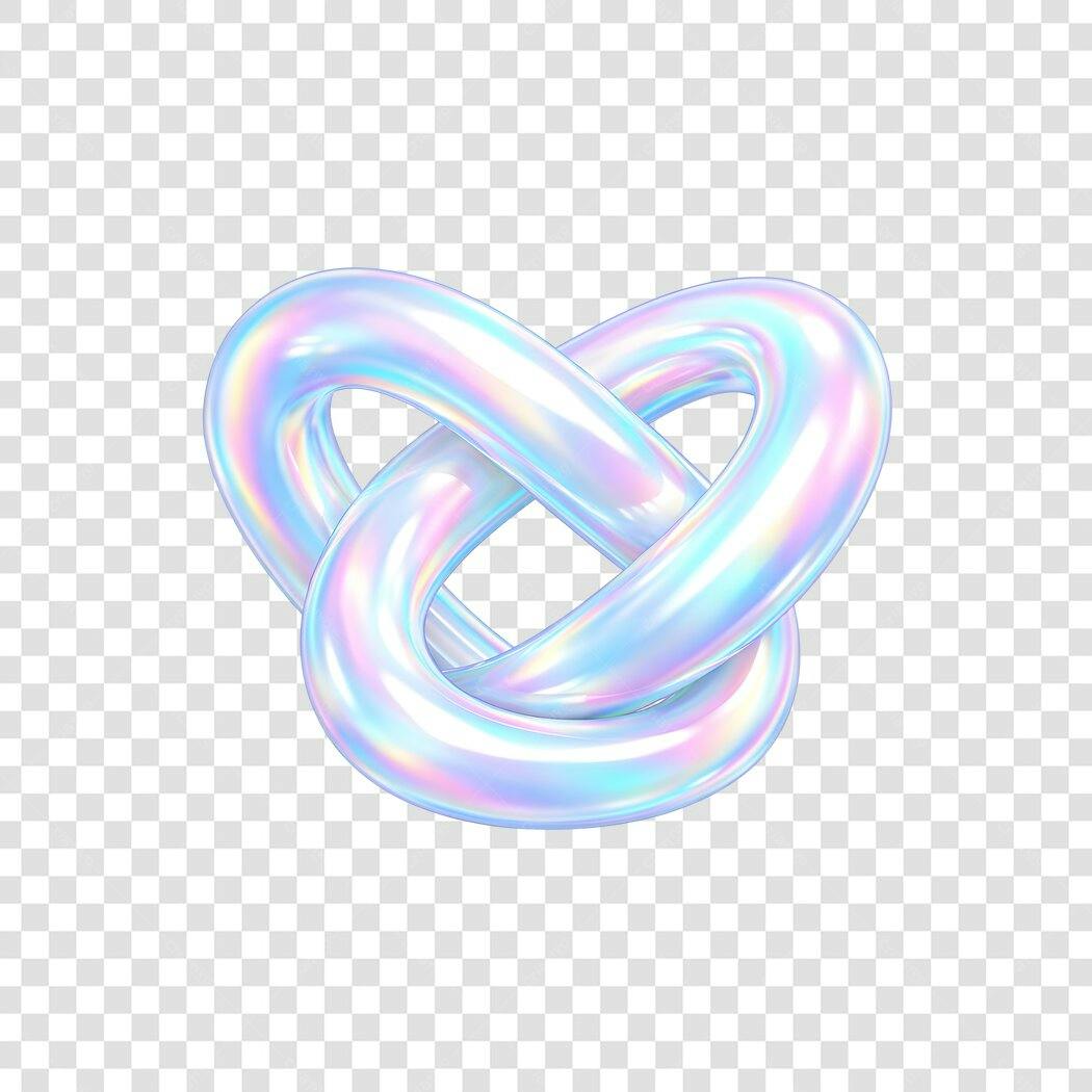 Elemento 3D Nó Abstrato Holográfico PNG Fundo Transparente