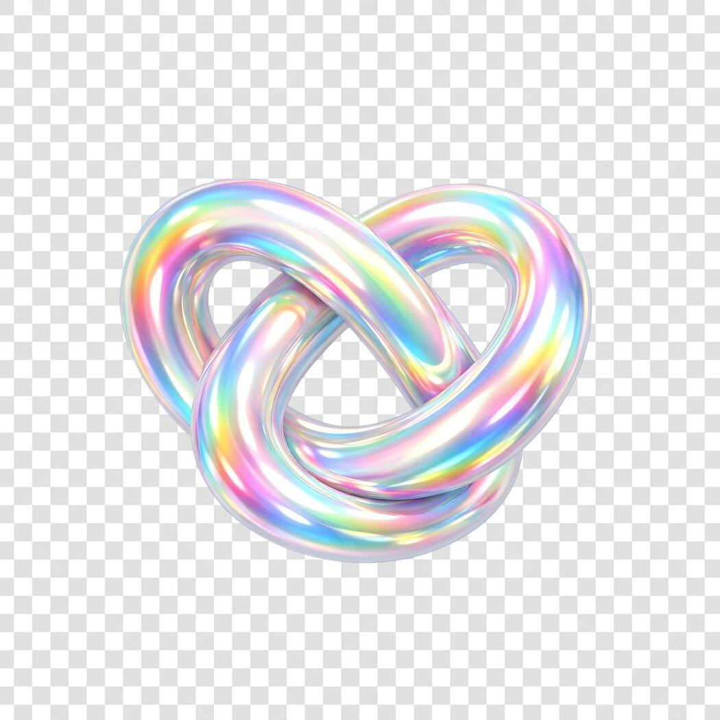 Elemento 3D Nó Holográfico Abstrato PNG Fundo Transparente