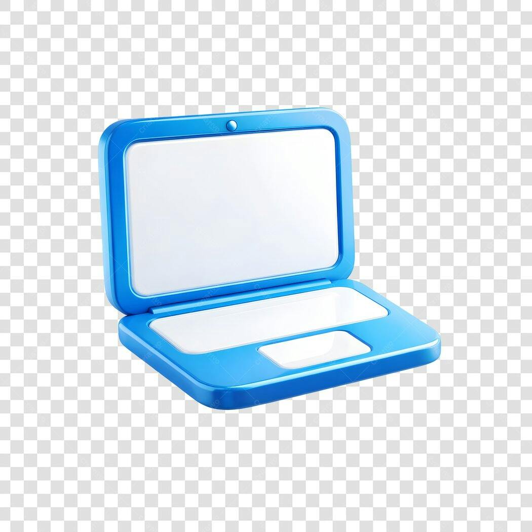 Elemento 3D Notebook Azul Tecnologia PNG Fundo Transparente