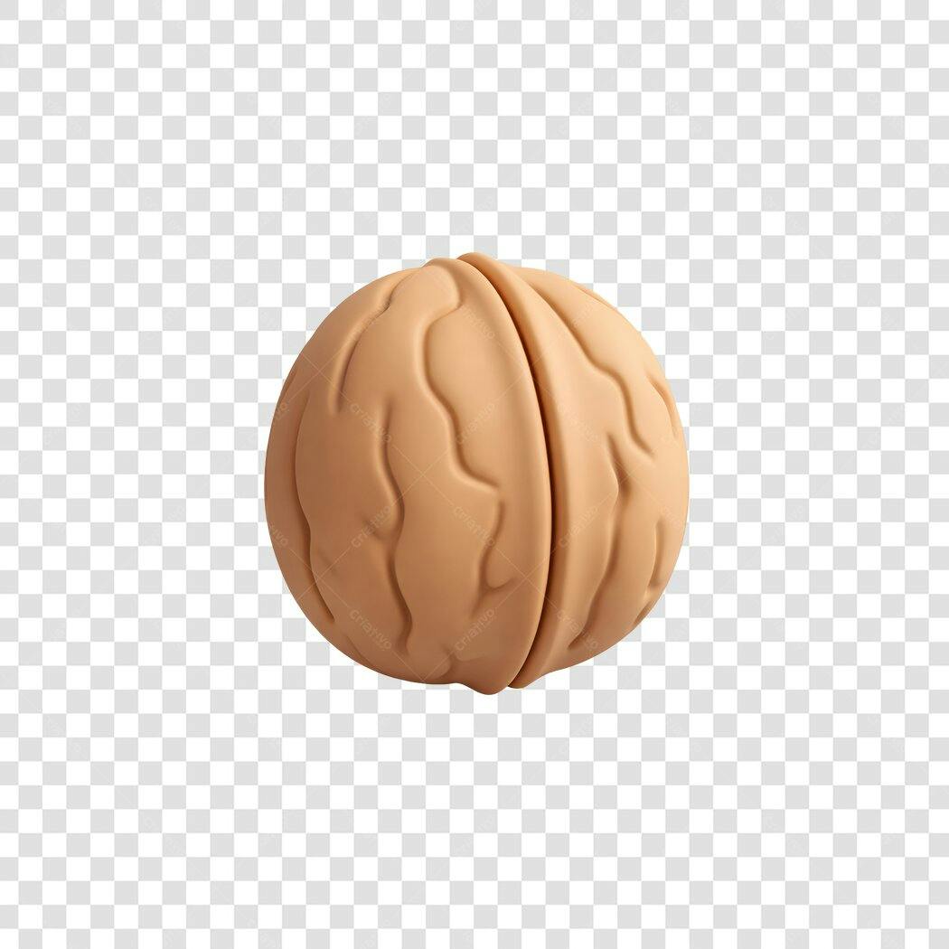 Elemento 3D Noz Marrom Realista PNG Fundo Transparente