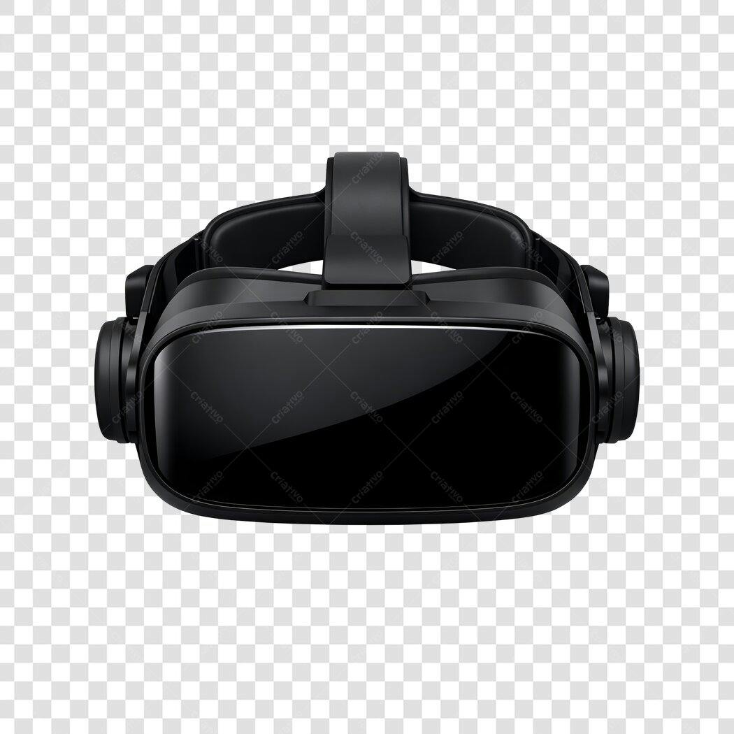 Elemento 3D Óculos Realidade Virtual VR Preto PNG Fundo Transparente