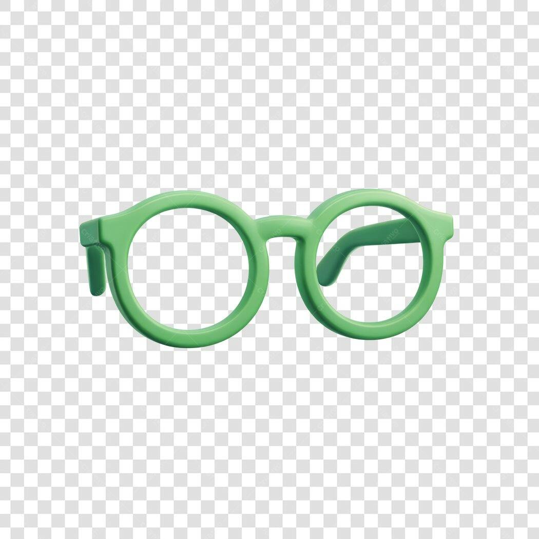 Elemento 3D Óculos Verde Redondo PNG Fundo Transparente