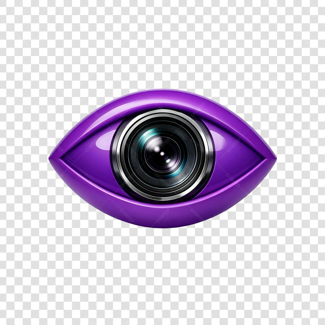 Elemento 3D Olho Roxo Câmera Big Brother PNG Fundo Transparente