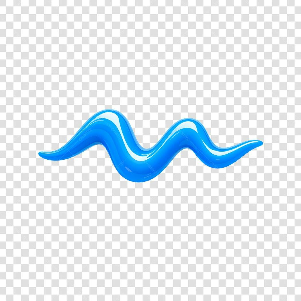 Elemento 3D Onda Azul Líquida Brilhante PNG Fundo Transparente