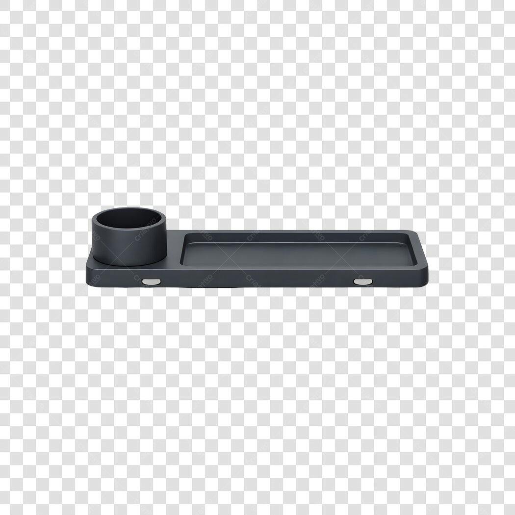 Elemento 3D Organizador de Mesa Escrivaninha Preto PNG Fundo Transparente