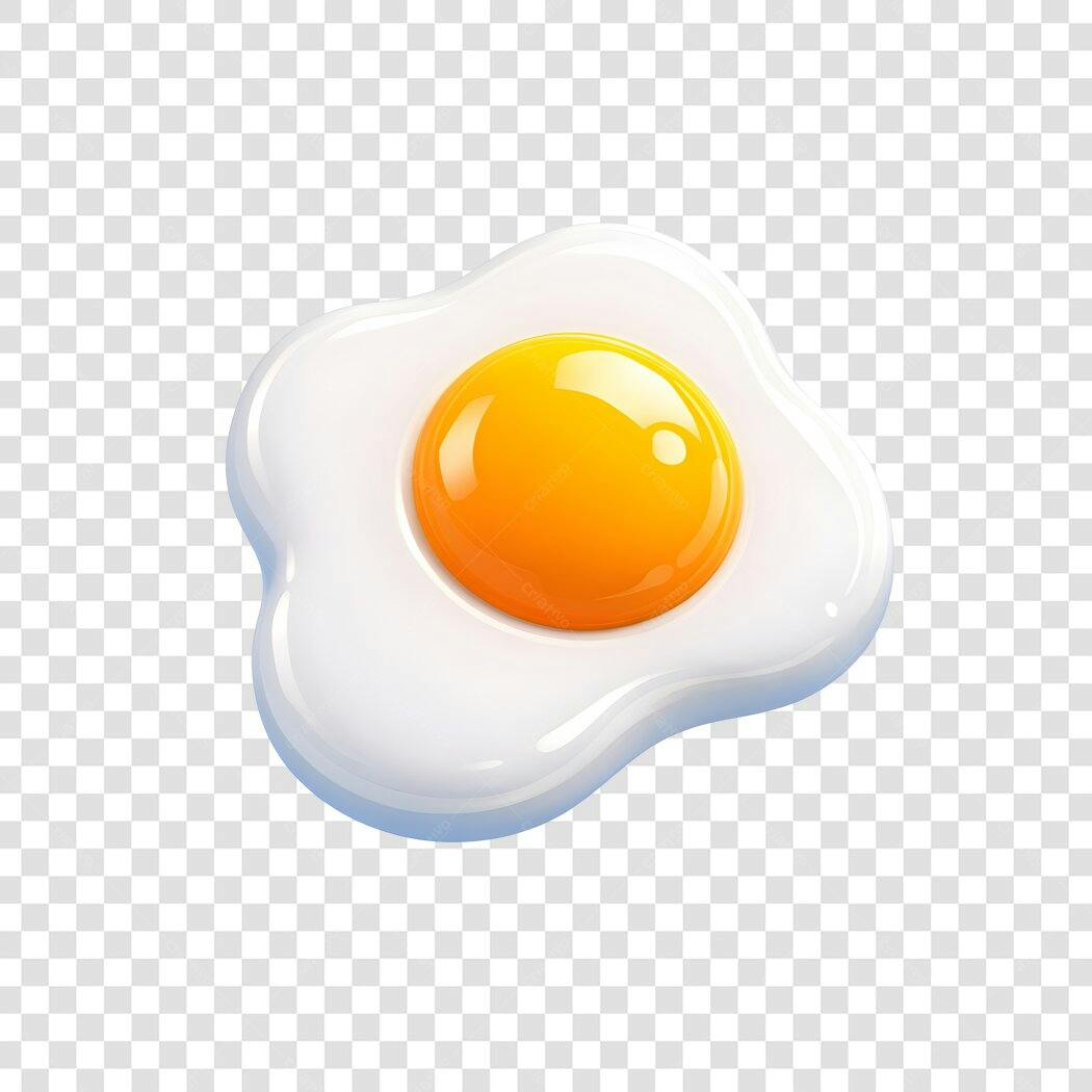 Elemento 3D Ovo Frito Gema Amarela PNG Fundo Transparente