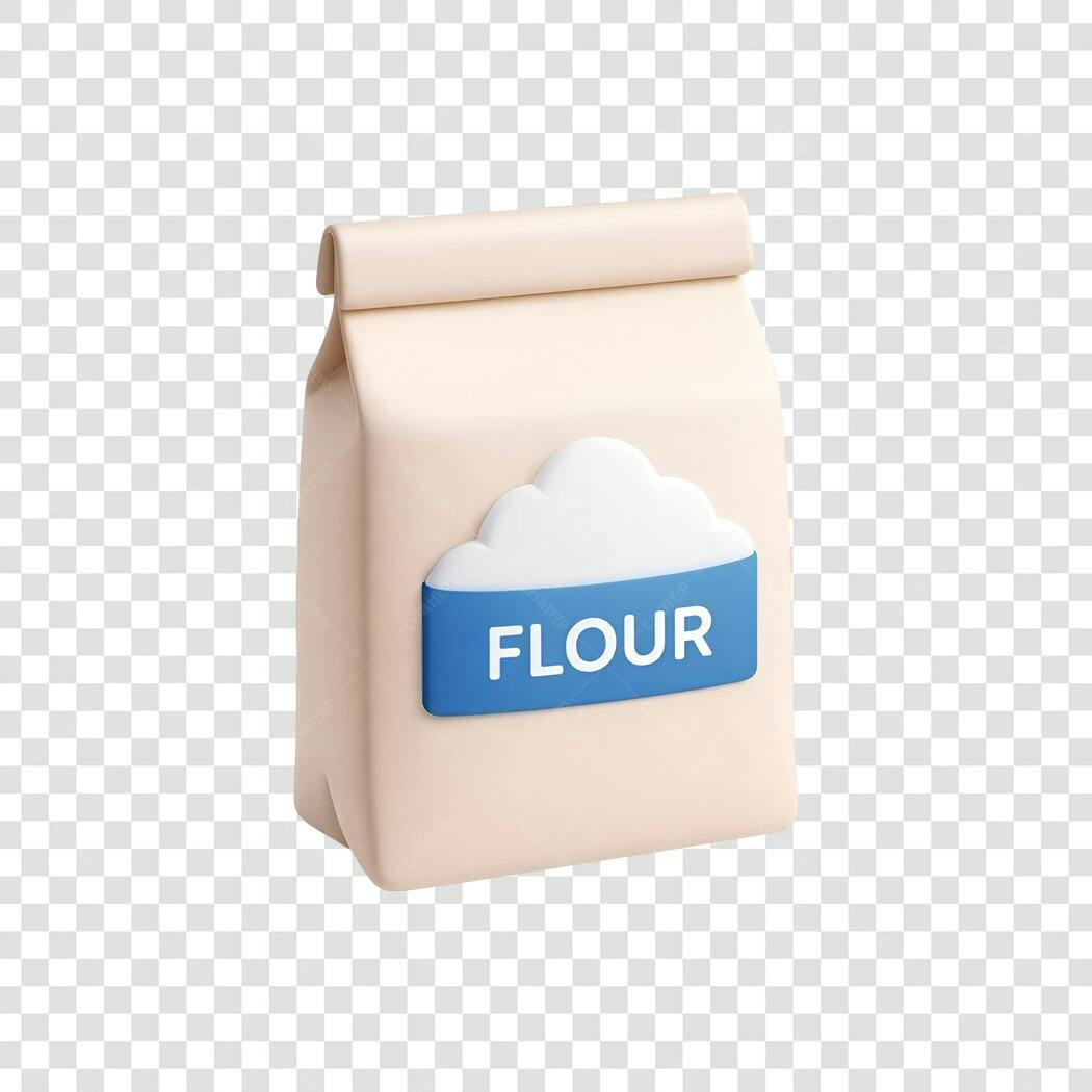 Elemento 3D Pacote Farinha Cozinha PNG Fundo Transparente