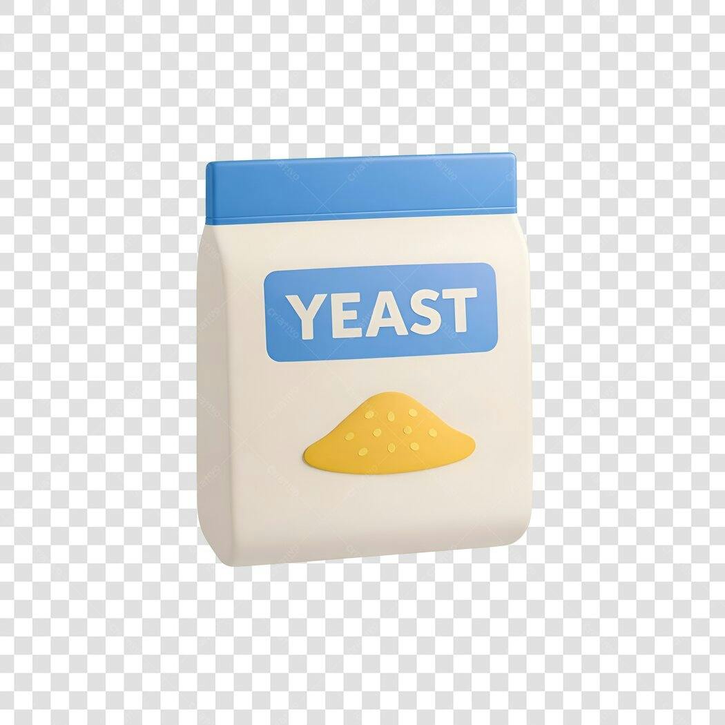 Elemento 3D Pacote Fermento Yeast Culinária PNG Fundo Transparente