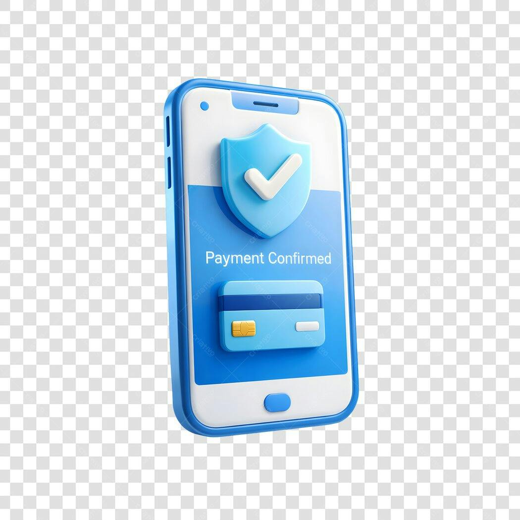 Elemento 3D Pagamento Confirmado Celular PNG Fundo Transparente