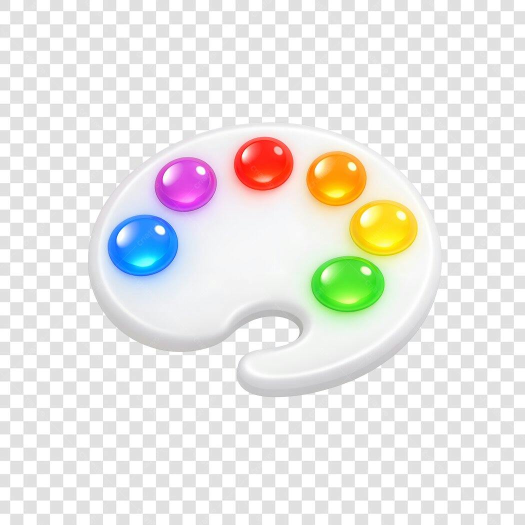 Elemento 3D Paleta de Cores Artista PNG Fundo Transparente