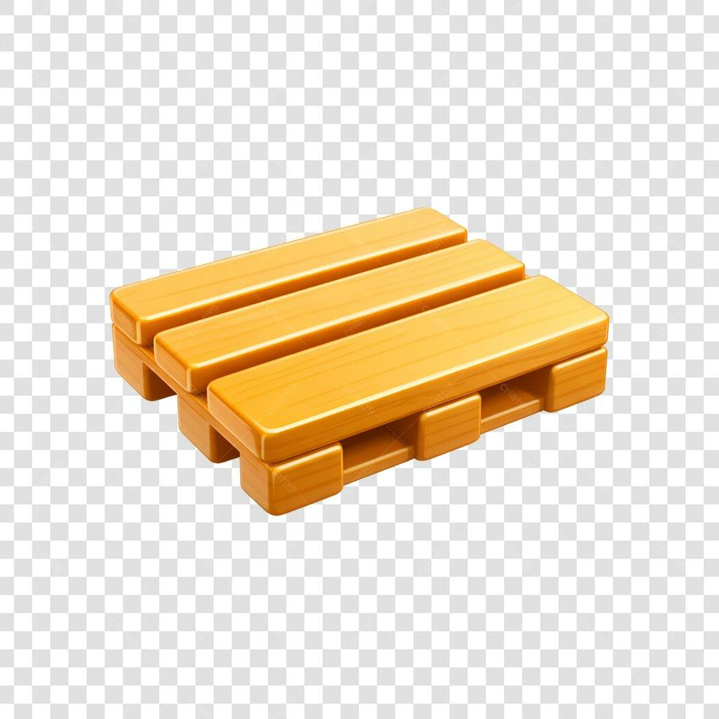 Elemento 3D Pallet Madeira Logística PNG Fundo Transparente