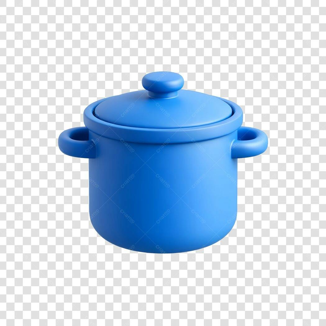 Elemento 3D Panela Azul Cozinha PNG Fundo Transparente