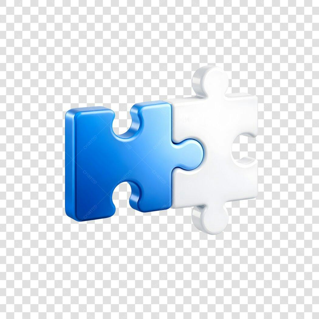 Elemento 3D Peças Quebra-Cabeça Azul Branco PNG Fundo Transparente