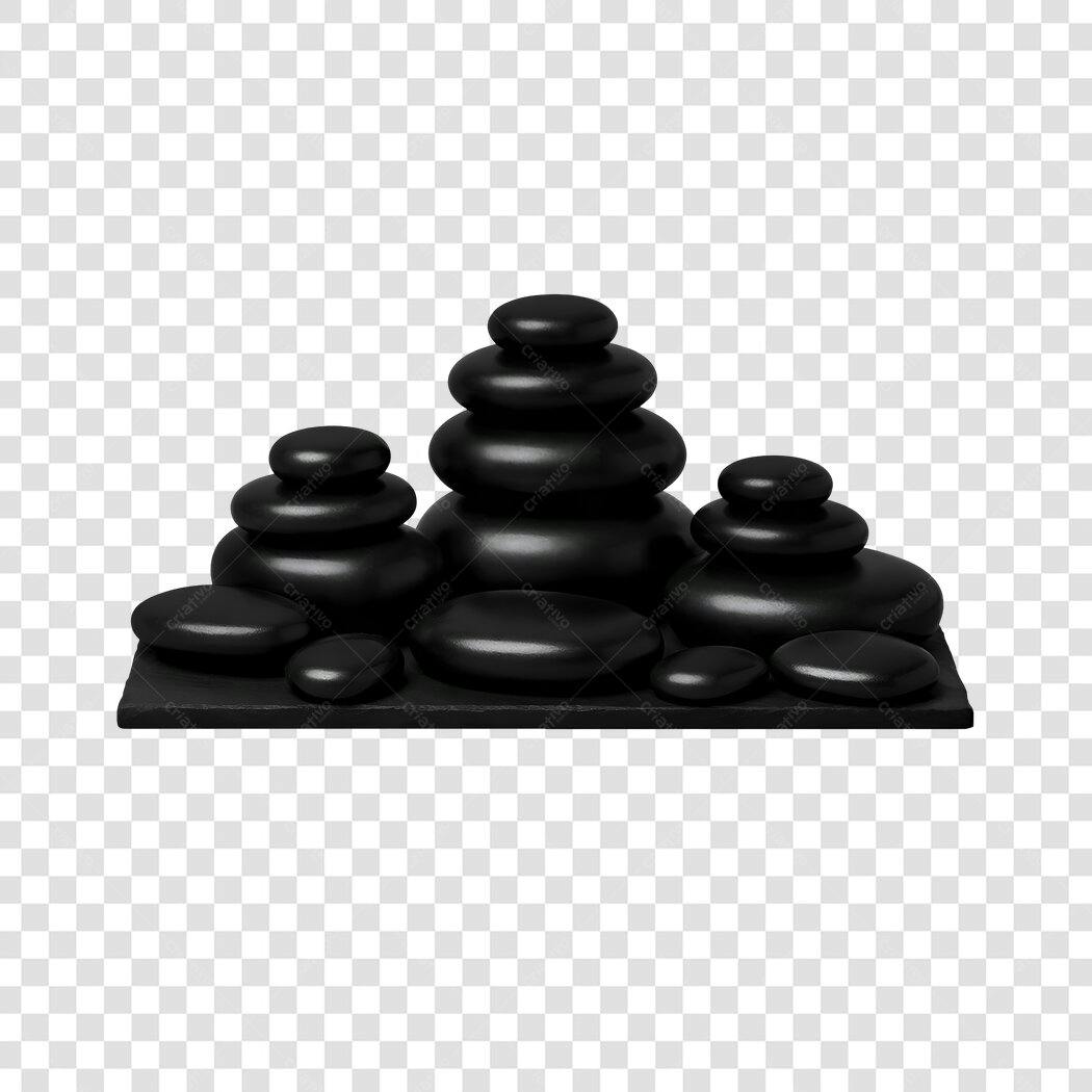 Elemento 3D Pedras Vulcânicas Spa Relaxamento PNG Fundo Transparente