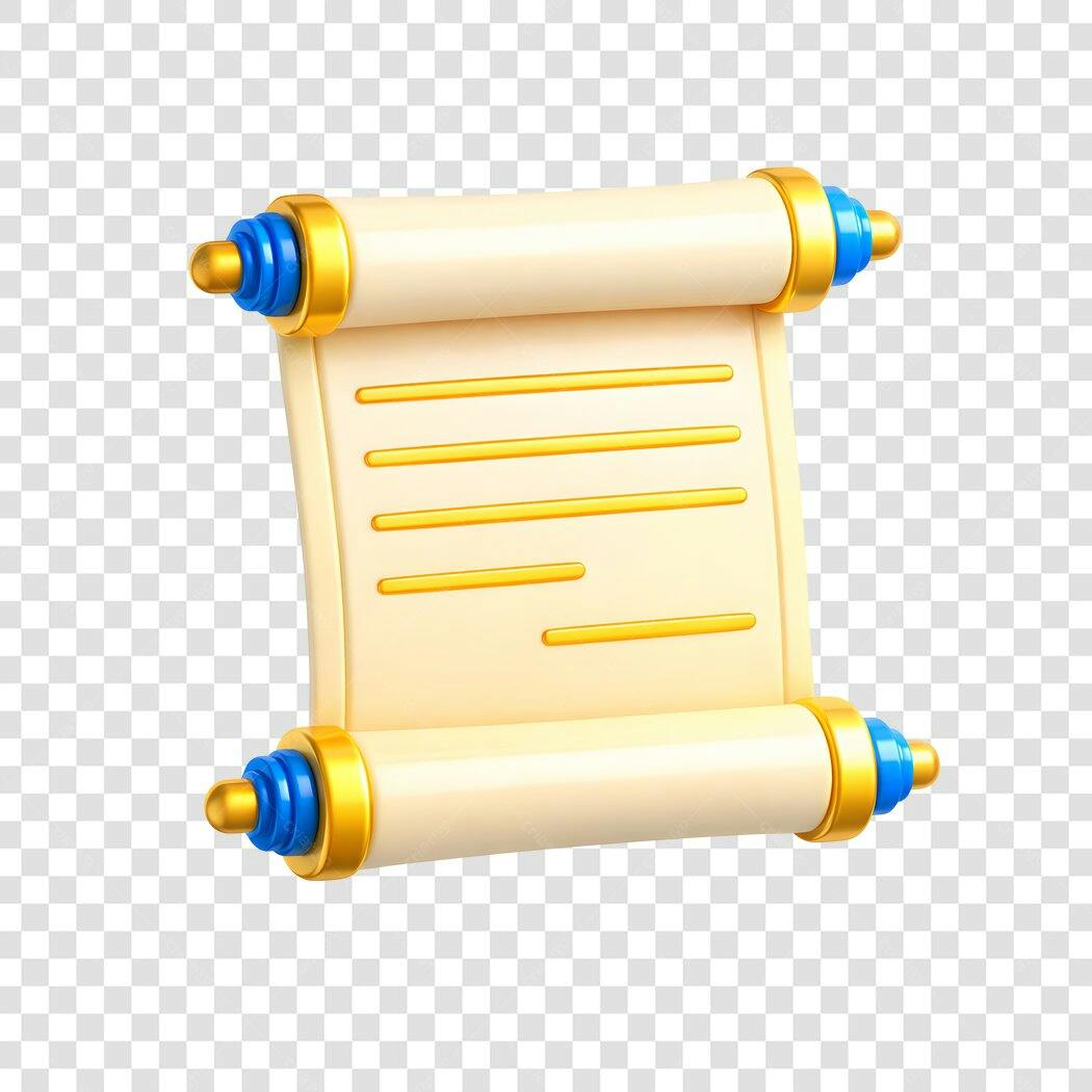 Elemento 3D Pergaminho Dourado Azul PNG Fundo Transparente