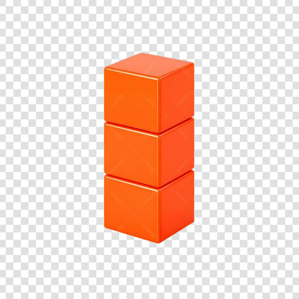 Elemento 3D Pilha Cubos Laranja Brilhante PNG Fundo Transparente