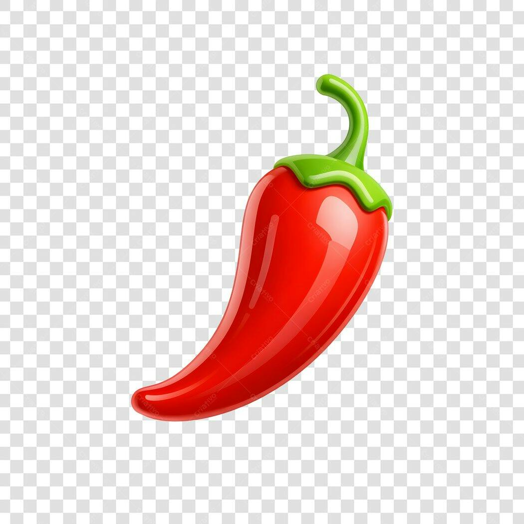 Elemento 3D Pimenta Vermelha Brilhante PNG Fundo Transparente