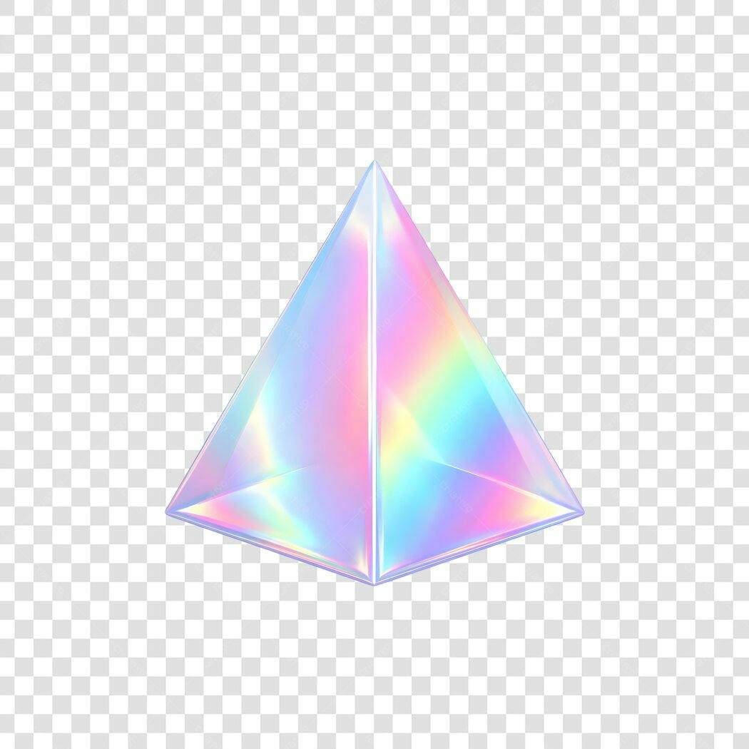 Elemento 3D Pirâmide Holográfica Colorida PNG Fundo Transparente